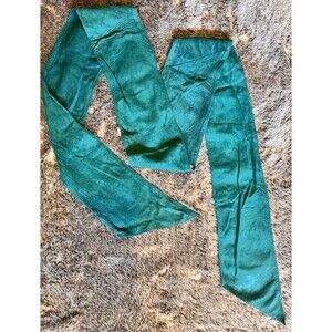 Vintage Alicia Herrera Womens Suede Leather Belt Wrap Around Tie Green 80s 79”